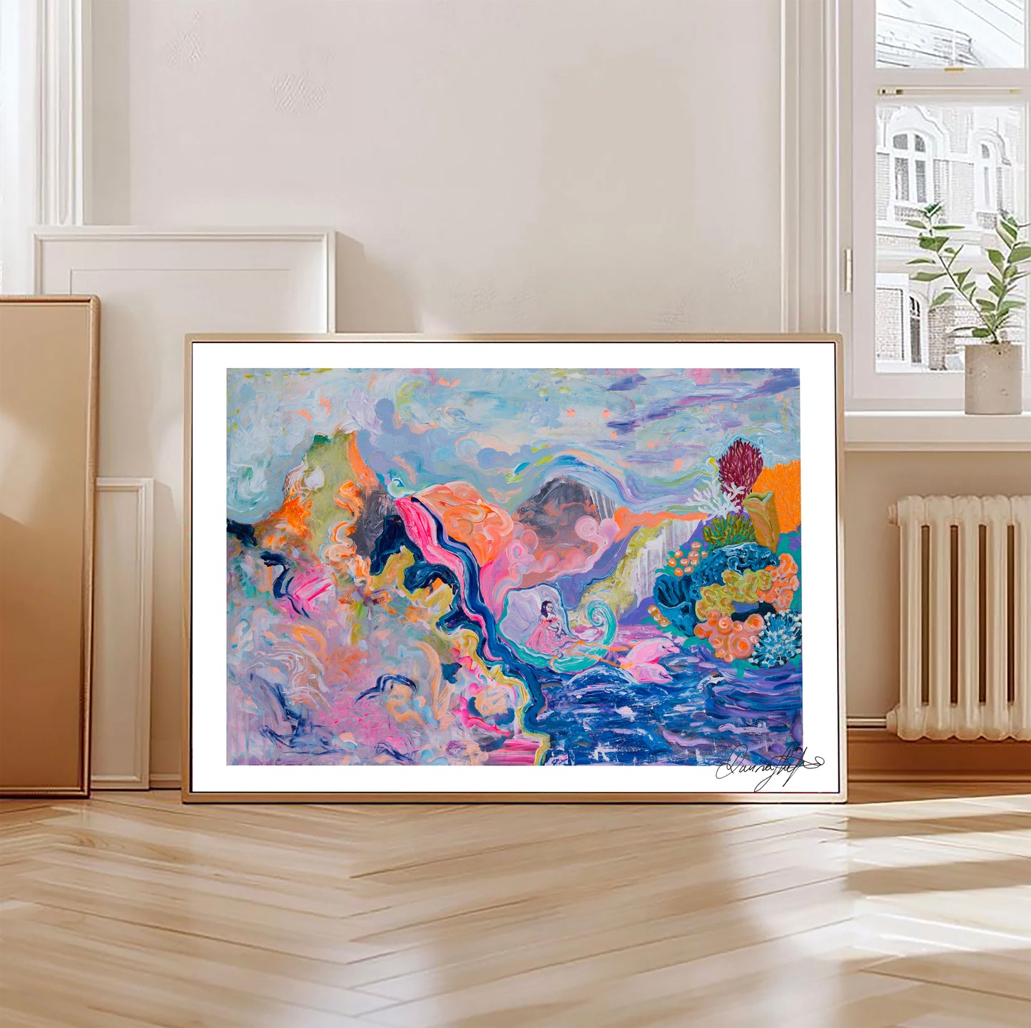 Signed Open Edition Print - The Little Queen and her Pink Dolphins