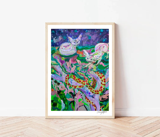 Signed Open Edition Print - Look at the Sky, Fennecs and the Snake