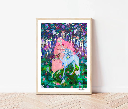 Signed Open Edition Print - Woman with Unicorn