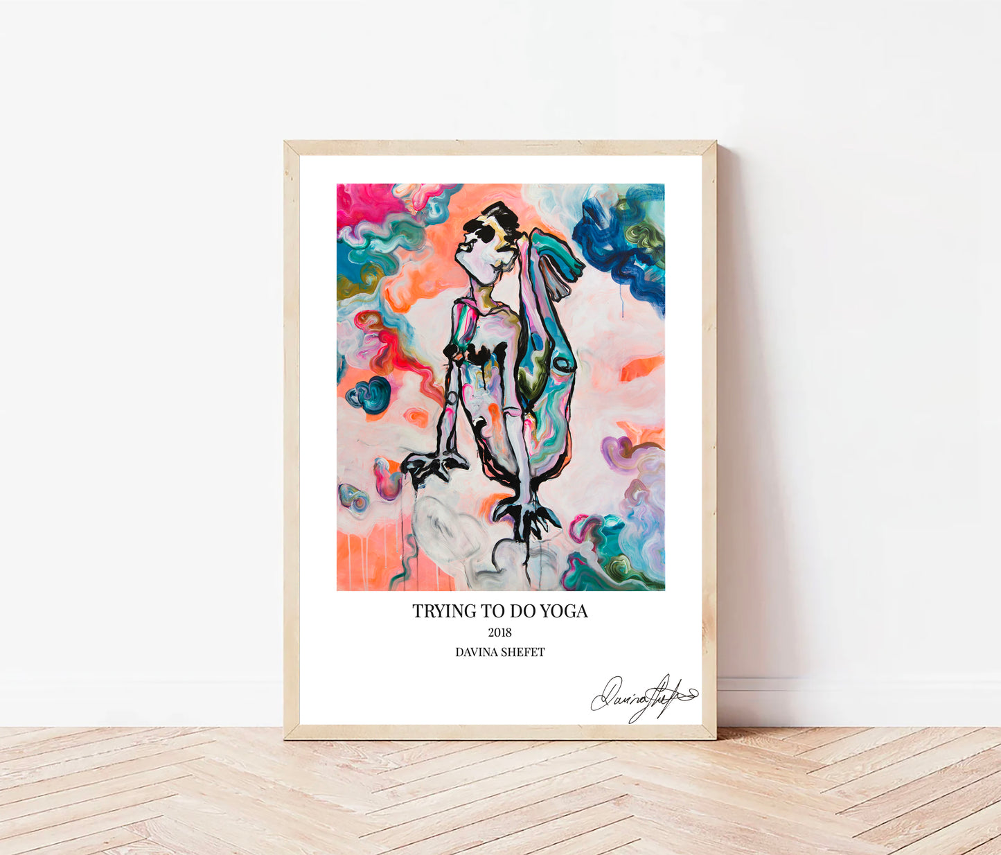 Signed Open Edition Print - Trying to do yoga