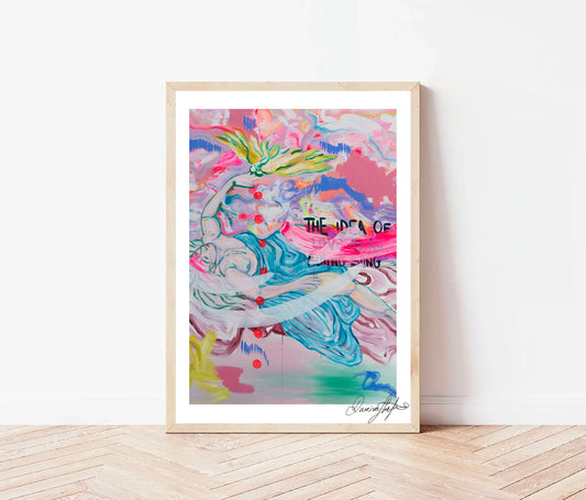 Signed Open Edition Print - Woman in her Bed with Yellow Bird