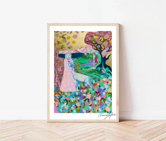 Signed Open Edition Print - Woman and Deer