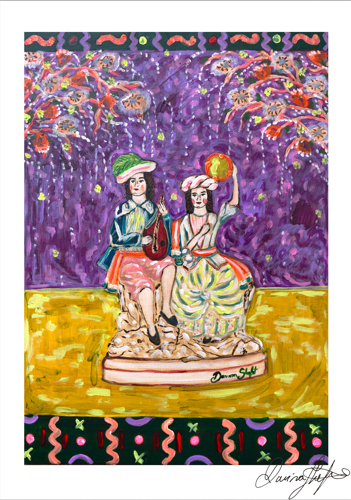 Signed Open Edition Print - Musician Couple Staffordshire